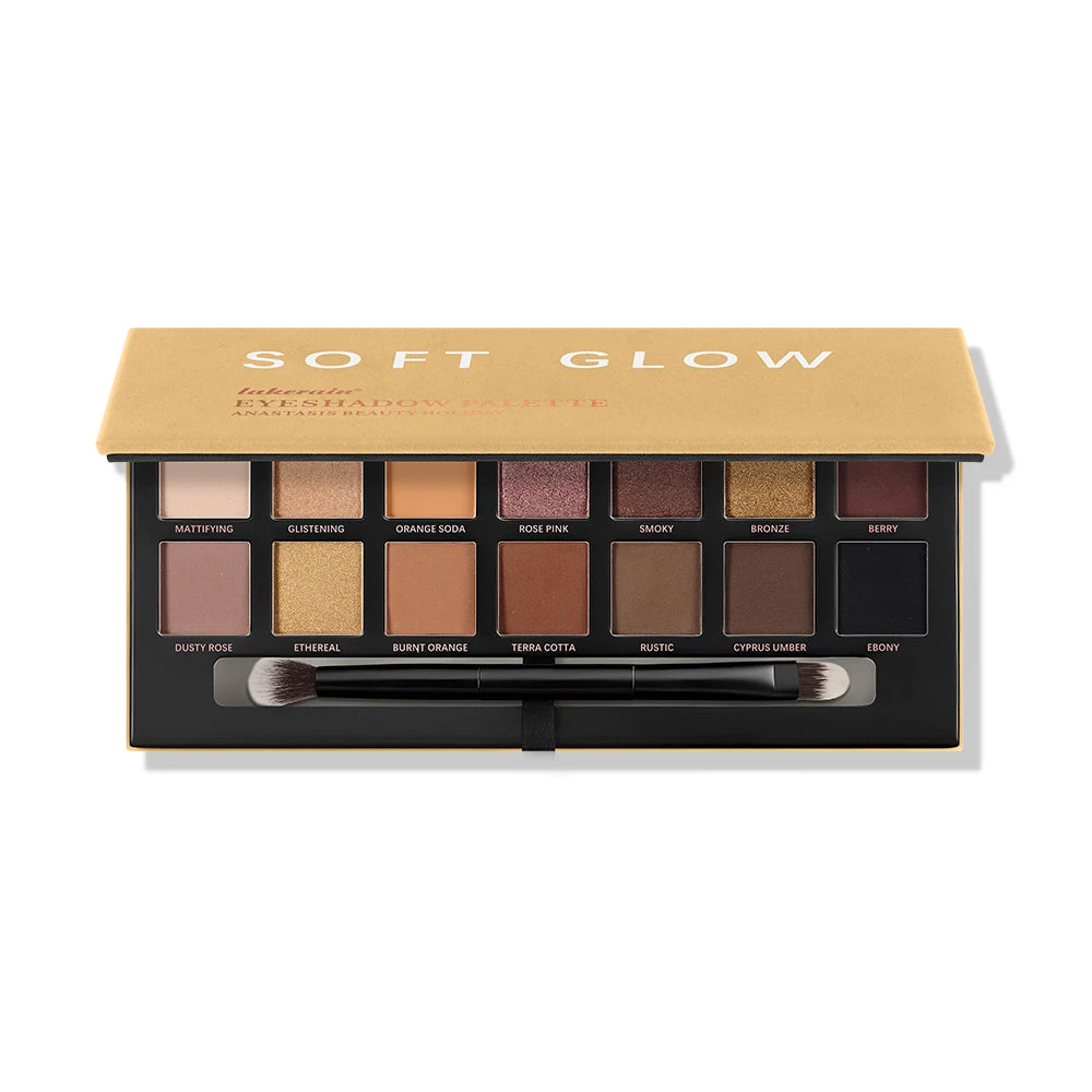 Lakerain Soft Glow eyeshadow palette with matte and shimmer high-pigment shades for natural eye makeup looks