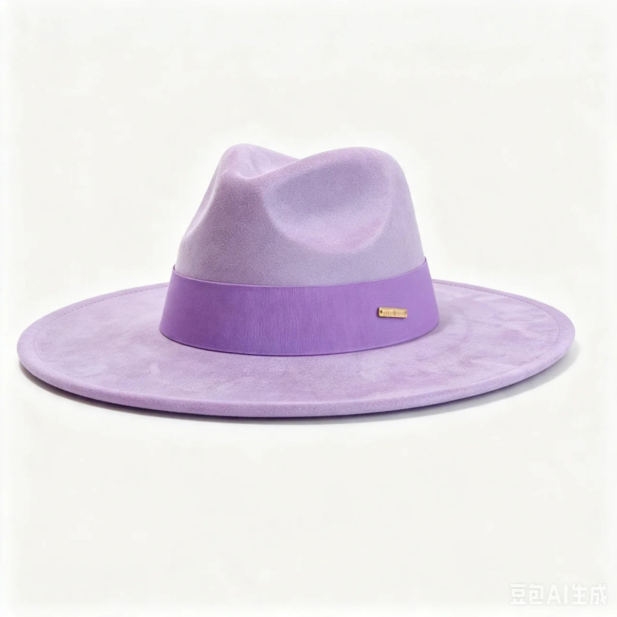 Women's wide brim suede fedora hat in classic autumn and winter style with felt finish