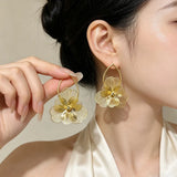 Golden vintage butterfly flower pendant earrings for wedding party jewelry accessories