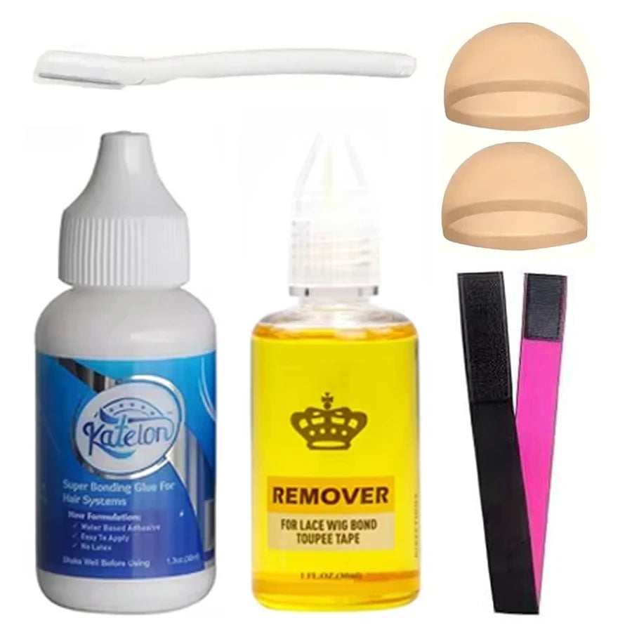 Waterproof wig glue adhesive for lace toupees, HSF Marketplace 6-pack travel size hair styling tool for wig bonding and extensions.