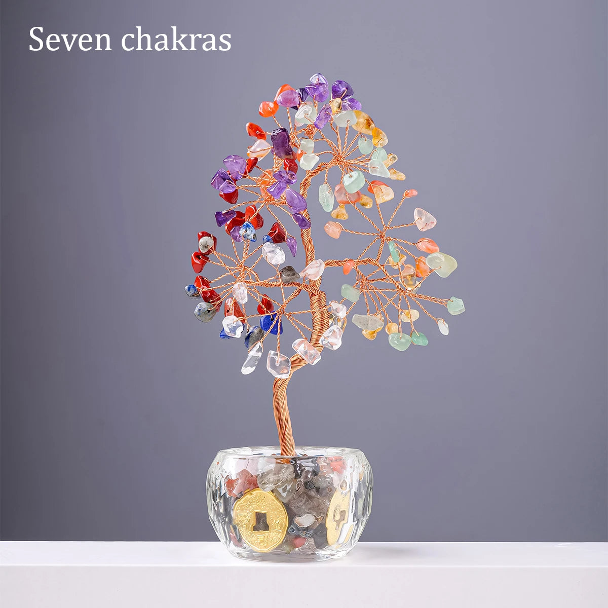1PC Natural Stones 7 Chakra Healing Crystals Stones Get Rich Tree Home Office  Room Feng Shui Decoration for Luck Home Decorat