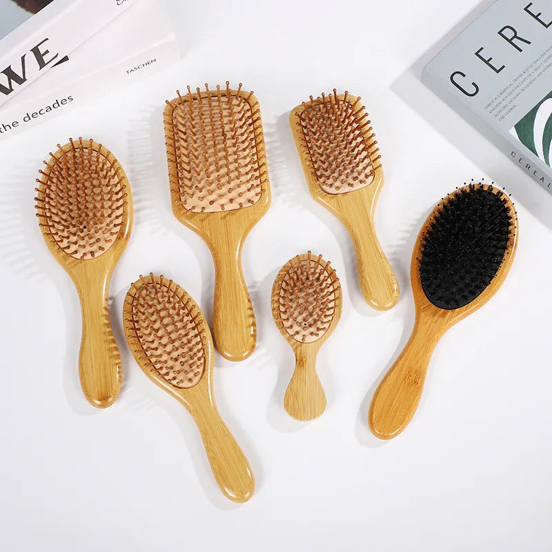 HSF Marketplace wooden bamboo hair brush for healthy scalp and reduced hair loss