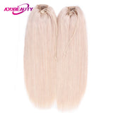 Straight drawstring ponytail human hairpiece with clips for women, natural wrapped-around horsetail style