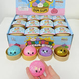 Glitter Dumpling Squishy with Box Dumplings Sensory Steamer Soft TPR Dough Ball for Decompression Fidget Toy Stress Relief Gift