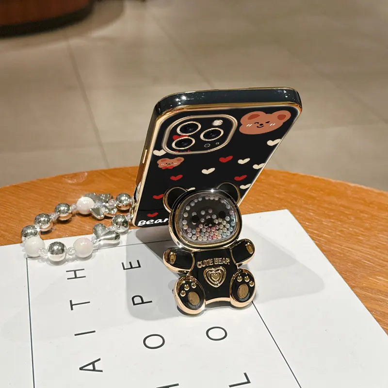 Pearl strap Love Bear phone holder case for iPhone by HSF Marketplace