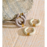 Minimalist stainless steel enamel hoop earrings in lavender and beige by HSF Marketplace