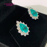 925 silver pear shape synthetic YAG moissanite stud earrings by HSF Marketplace