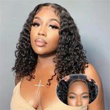 12AShort Curly Bob Lace Front Human Hair Wigs Lace Frontal Wig Closure Wig Brazilian Deep Wave Wig For Black Women