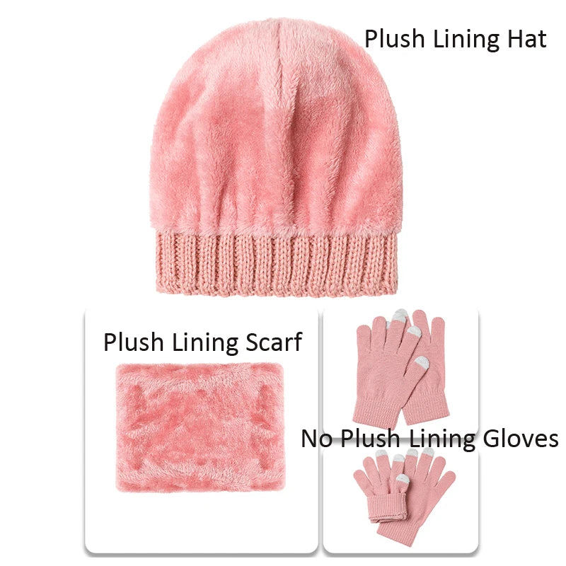 Warm women’s knitted hat, scarf and gloves set for winter outdoors by HSF Marketplace