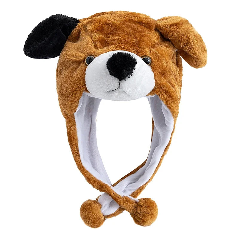 Women's plush 3D animal style decorative winter hat with funny couple design by HSF Marketplace