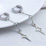 Classic star earrings, chunky dangly y2k goth jewelry with edgy grunge and fairy punk aesthetic; hypoallergenic design