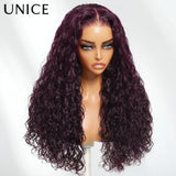 Black cherry water wave human hair wig with glueless design by HSF Marketplace