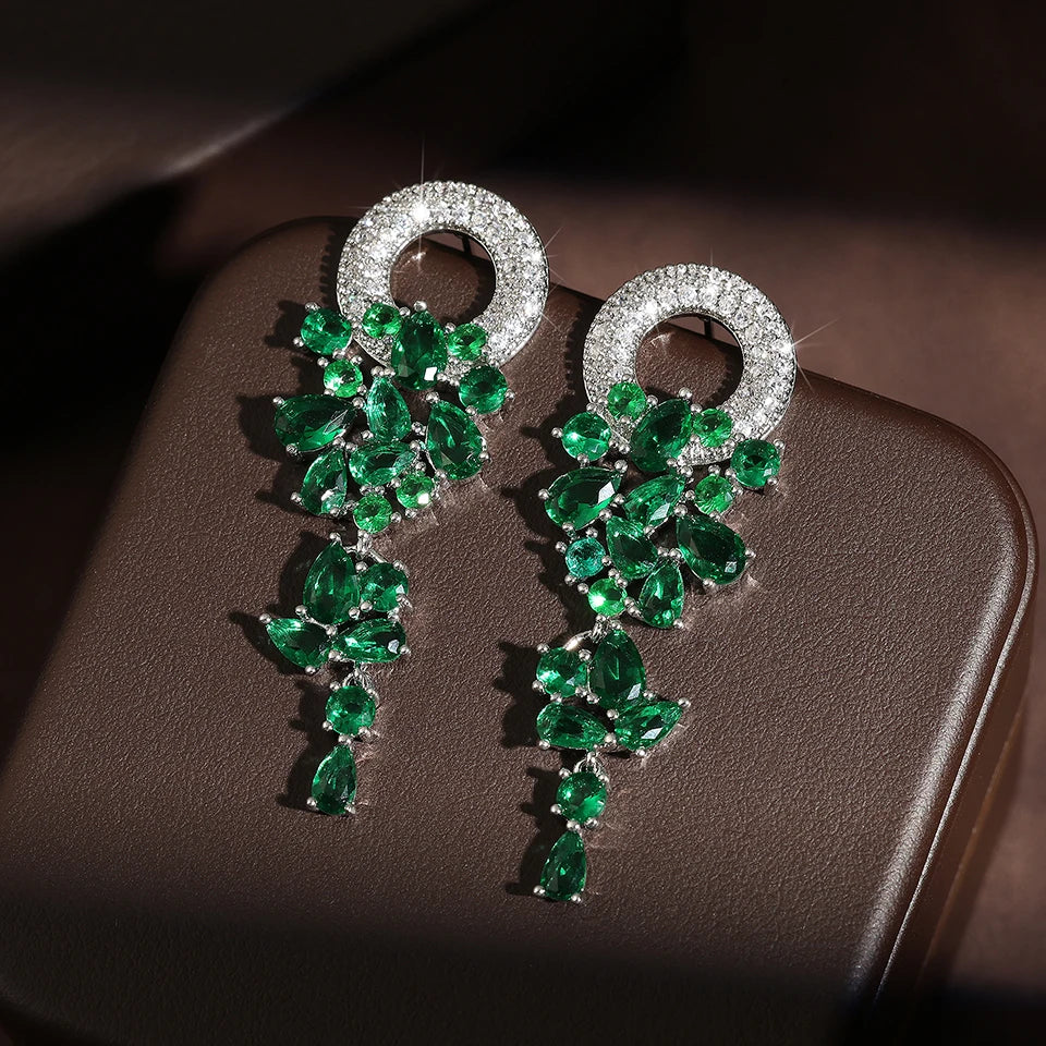 Elegant blue cubic zirconia drop earrings for women by HSF Marketplace