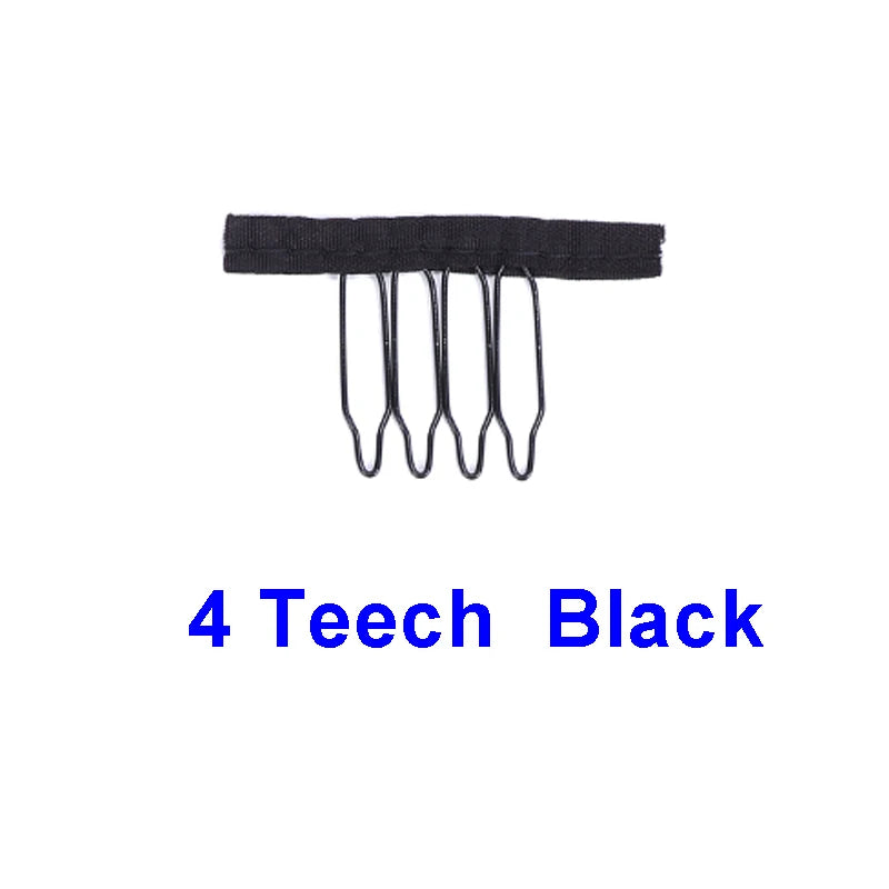 Nunify Wig Comb Clips 4 Teeth Hair Extension Clips Stainless Steel Wig Clips Combs Snap Clips With Rubber For Hair Extension