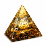Orgonite Pyramid Tiger Eye Stone Golden Lotus Crystal Sphere Reiki Chakra Healing Meditation Home Desk Decor Resin Craft Gift