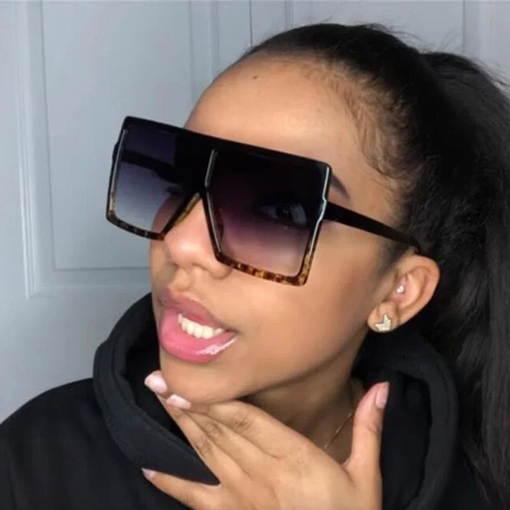 Square women's sunglasses with clear lenses, plastic frame, UV400 protection, fashionable driving eyewear by HSF Marketplace