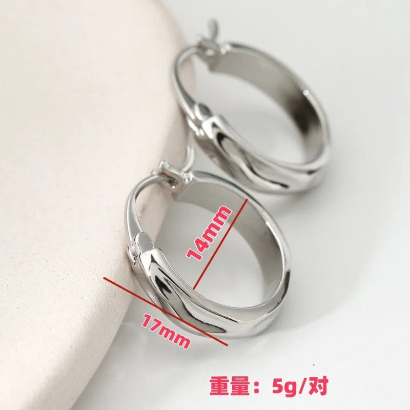 Gold-plated stainless steel round hoop earrings for women by HSF Marketplace