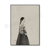 Korean hanbok canvas poster featuring traditional attire for Asian home decor by HSF Marketplace