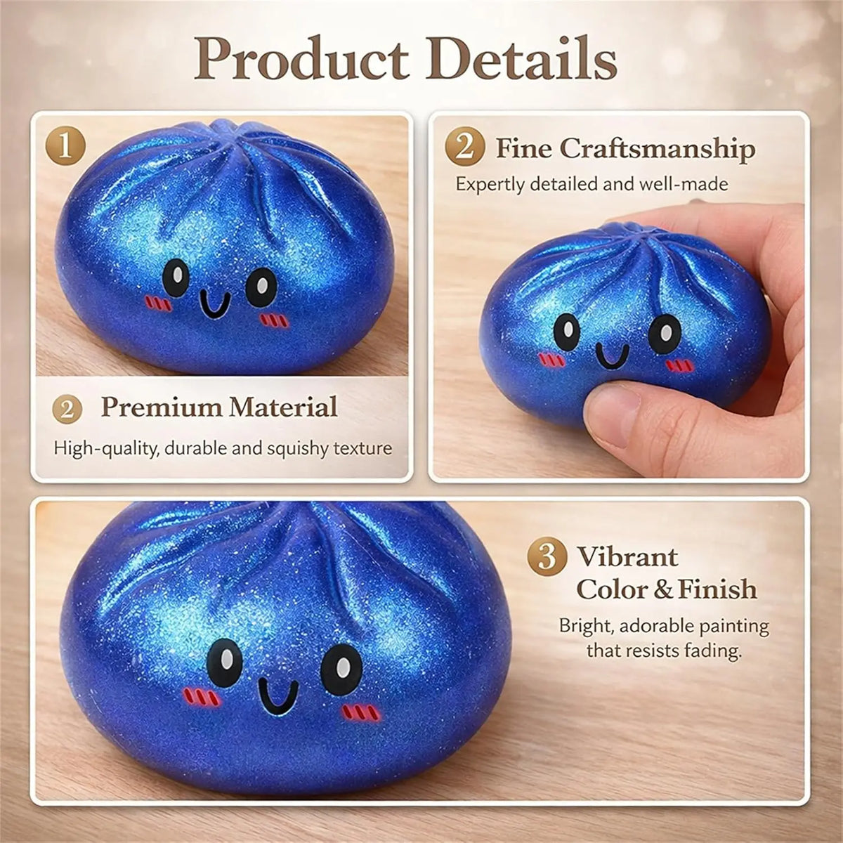 A2027Glitter Dumpling Glitter Dumpling Squishy with Box Dumplings Sensory Squeeze Toy for Stress Relief