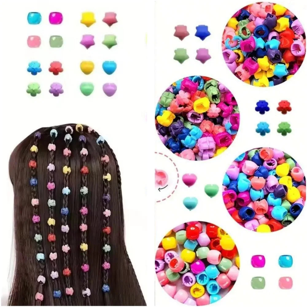 50-piece colorful plastic hair beads and claw clips for braids by HSF Marketplace