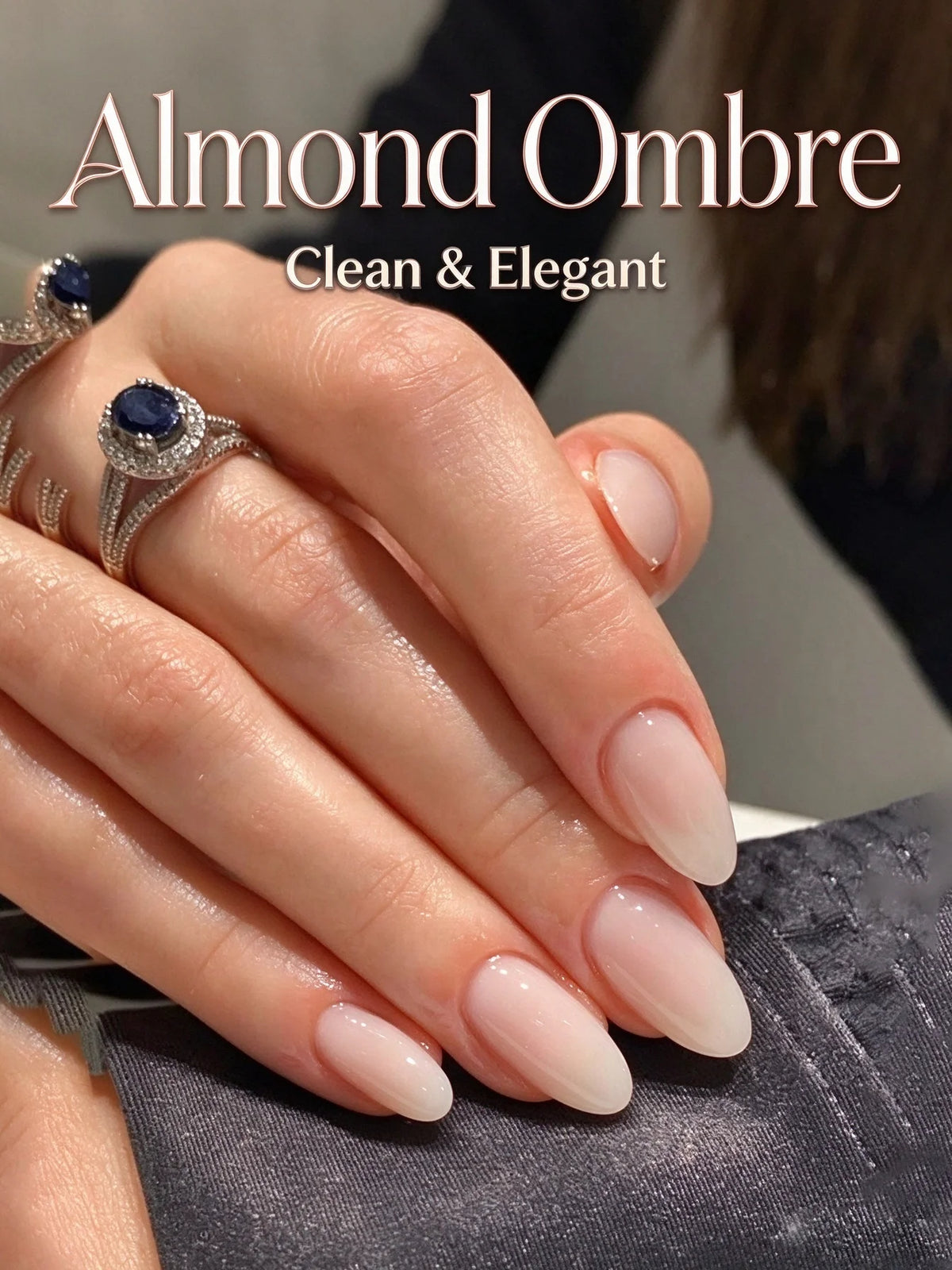 24-piece handmade medium-length almond ombre press-on false nails by HSF Marketplace