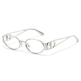 Luxury women's sunglasses by HSF Marketplace with small oval UV400 lenses, stylish European fashion street shades.