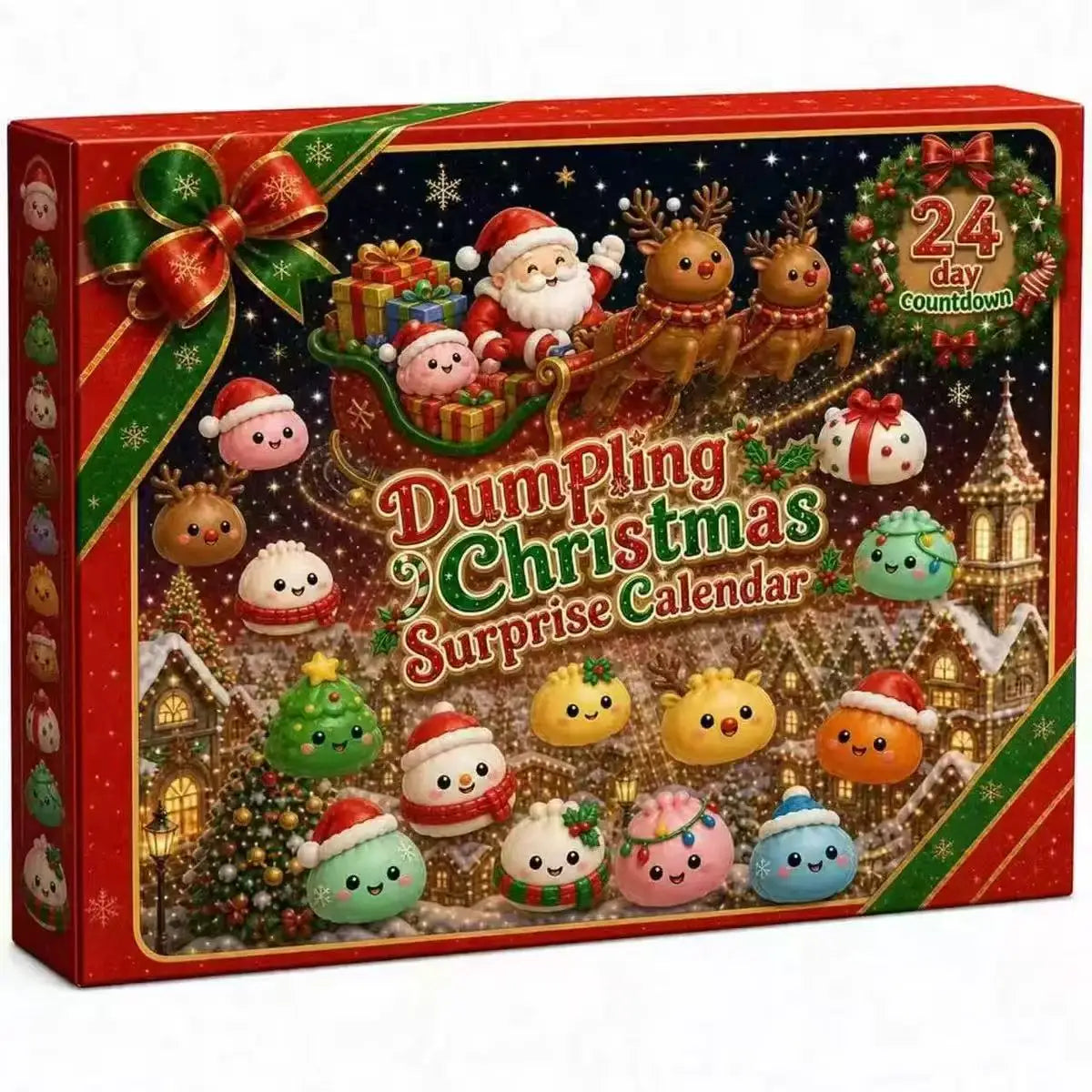 2026 Christmas advent calendar with 24 dumpling squishy fidget toys in a mystery surprise gift box