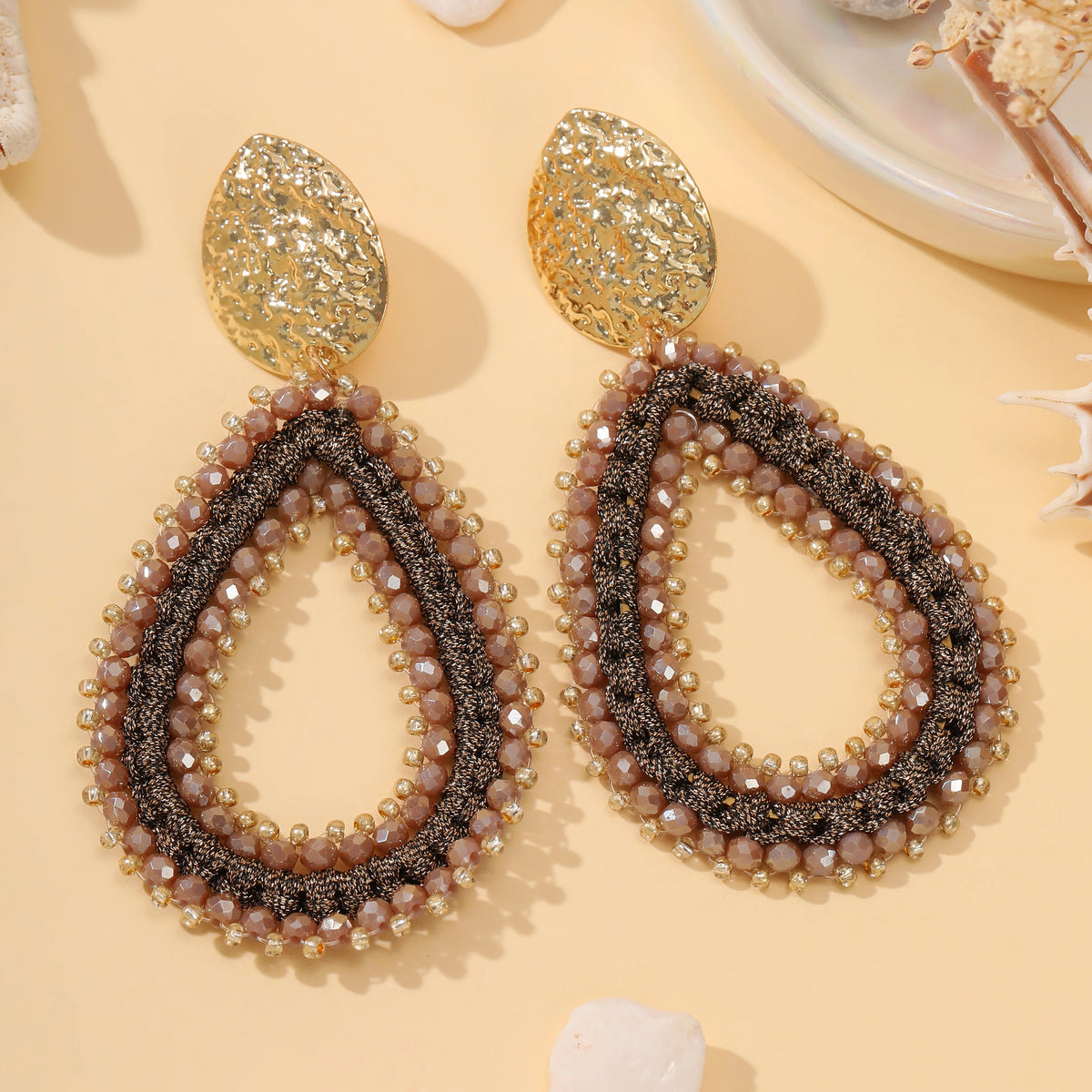 Colorful handmade water drop shape earrings for women by HSF Marketplace