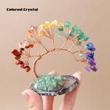 1pc Natural Crystal Lucky Tree Copper Wire Winding Amethyst Gravel With Agate Slice Base Home Decoration Money Trees