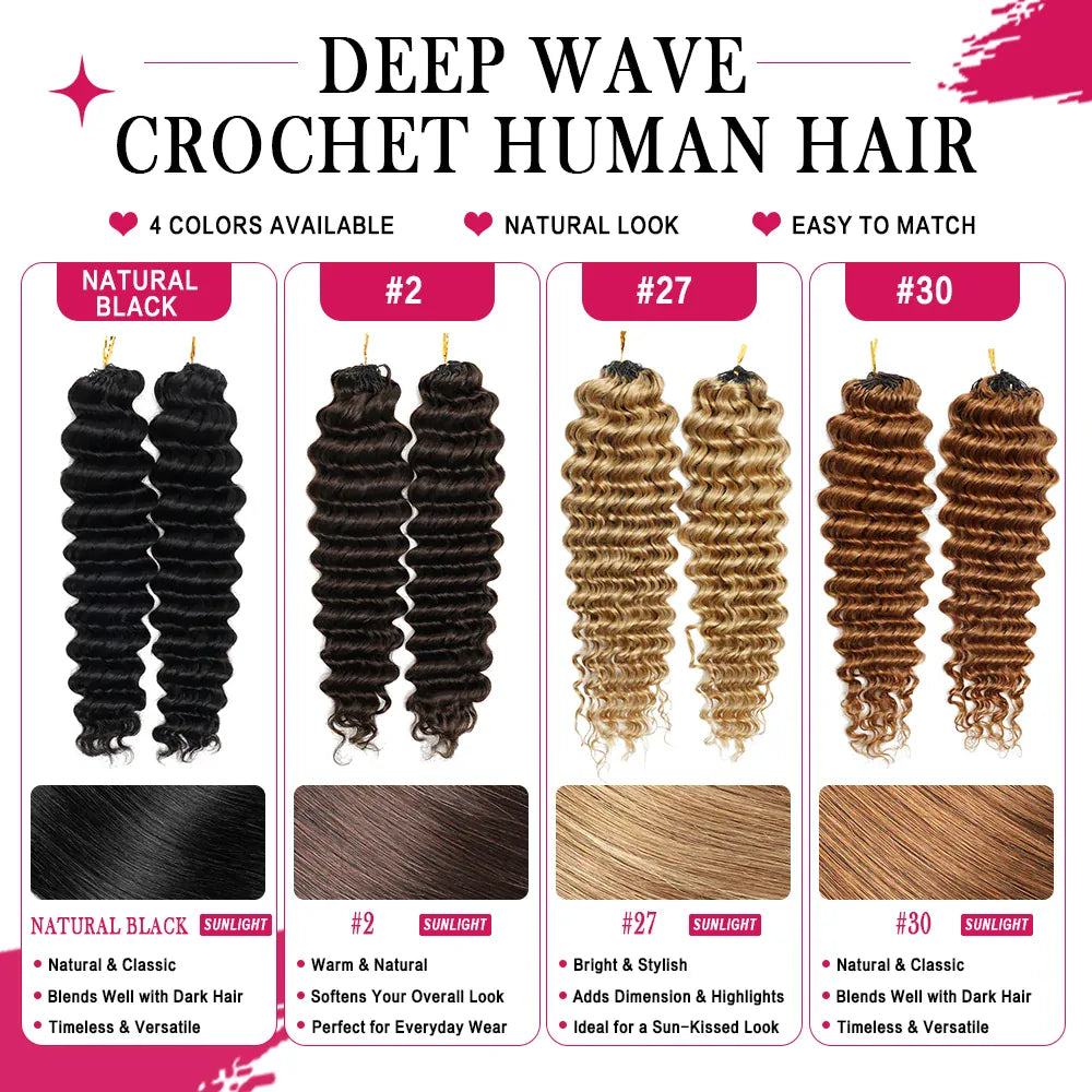 #27 Honey Blonde Miracle Knots Crochet Human Hair Deep Wave Feather Crochet Hair For Boho Braids Burmese Curly Crochet Hair Deep Wave Bundles 100% Human Hair Crochet Hair Extension Deep Curly Crochet Hair For Black Woman  #30