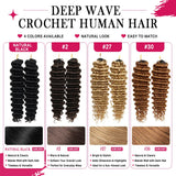 #27 Honey Blonde Miracle Knots Crochet Human Hair Deep Wave Feather Crochet Hair For Boho Braids Burmese Curly Crochet Hair Deep Wave Bundles 100% Human Hair Crochet Hair Extension Deep Curly Crochet Hair For Black Woman  #30