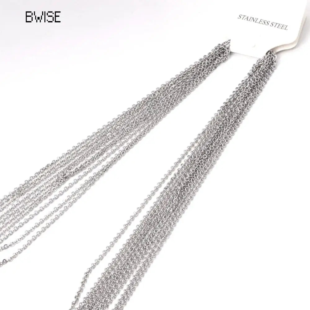 Bwise Stainless Steel Chains Necklace Woman 10pcs/lot Bulk Wholesale DIY Rolo 2mm Chain No Fade Choker For Jewelry Making