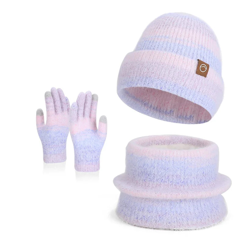Women's winter cap, gloves and scarf set with fleece lining by HSF Marketplace
