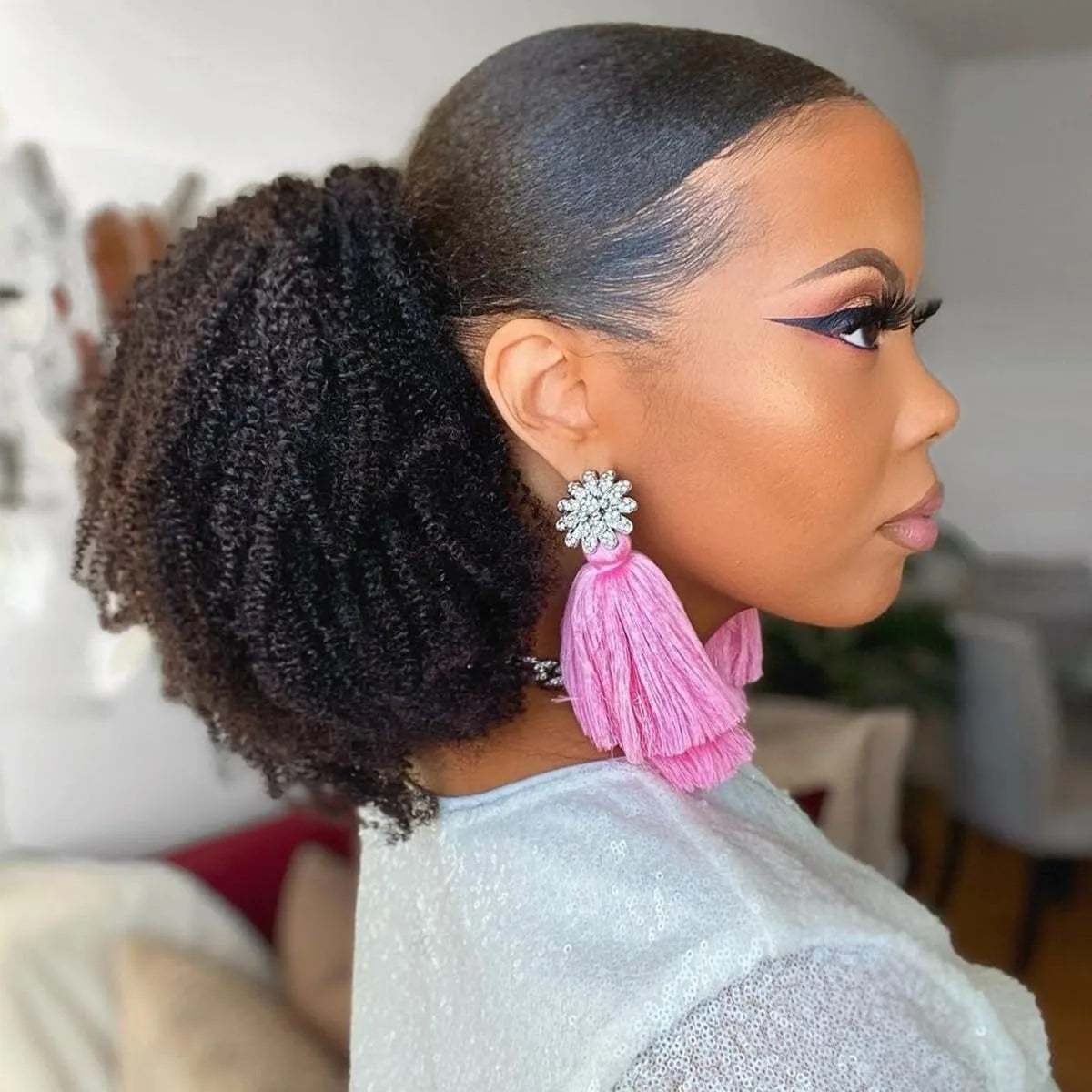 Afro Kinky Curly Drawstring Ponytail Human Hair 4B-4C Curly Drawstring Ponytail Extension Brazilian Virgin Hair For Black Women
