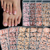 HSF Marketplace pink French tip square press-on toenails, short glossy false toe nail set, 120 pieces
