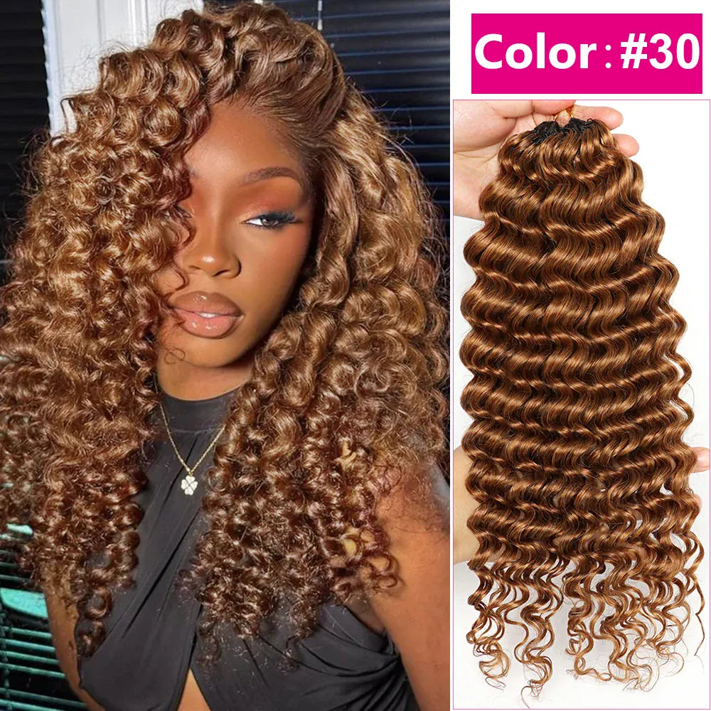 #27 Honey Blonde Miracle Knots Crochet Human Hair Deep Wave Feather Crochet Hair For Boho Braids Burmese Curly Crochet Hair Deep Wave Bundles 100% Human Hair Crochet Hair Extension Deep Curly Crochet Hair For Black Woman  #30