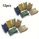 12pcs New Widened Hollow Out High Elasticity Headband Fashionable Mesh Seamless Rubber Band Ponytail Hair Rope