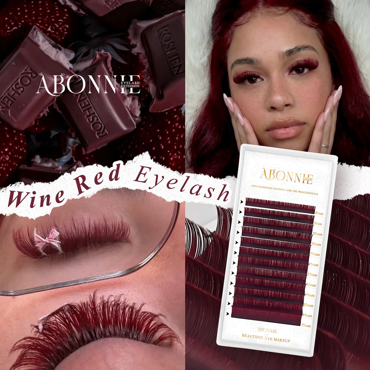 Burgundy individual false eyelashes for a bold look by HSF Marketplace