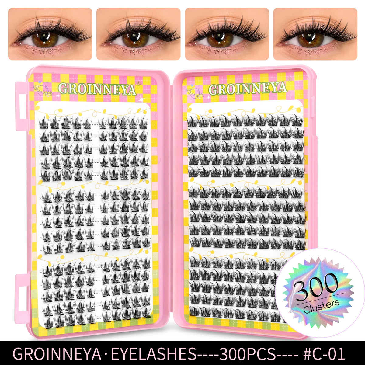 Natural eyelash clusters, 320-piece volume mixed tray false lashes by HSF Marketplace
