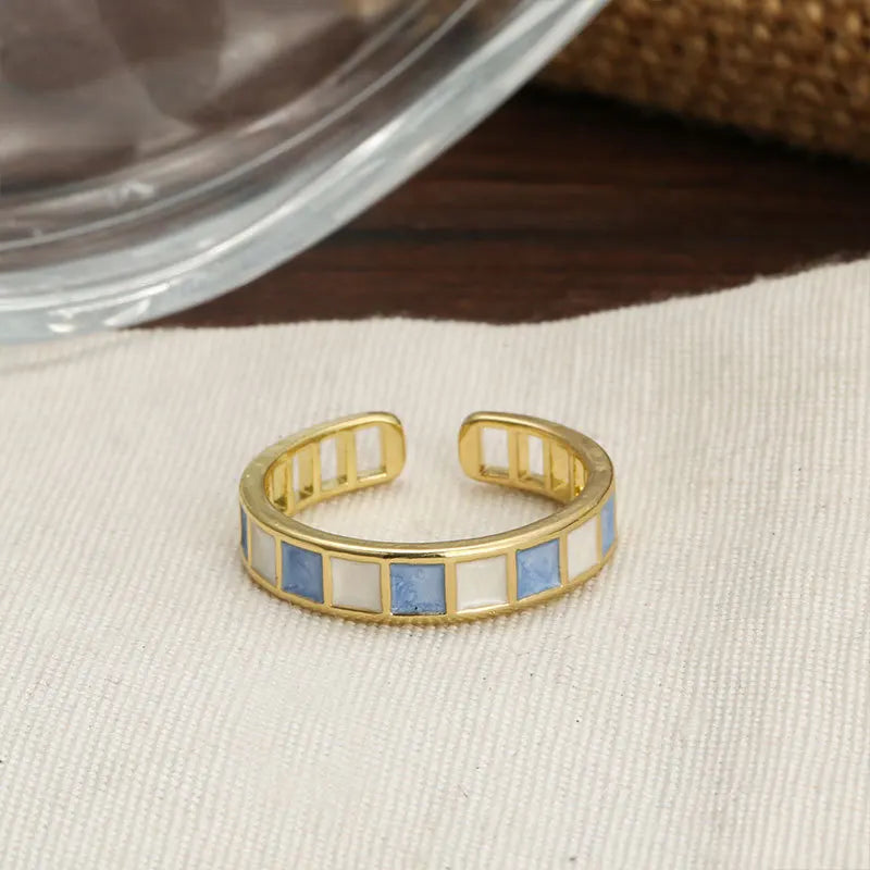 925 Sterling Silver Open Finger Ring Golden Enamel Donut Dazzling Geometric Punk For Women Jewelry Gift Dropship Wholesale