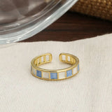 925 Sterling Silver Open Finger Ring Golden Enamel Donut Dazzling Geometric Punk For Women Jewelry Gift Dropship Wholesale