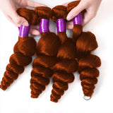 #350 Ginger Orange Loose Wave Human Hair Bundles Wholesale Bundles With Closure Frontal HD Lace Brazilian Deep Curly Hair Weave