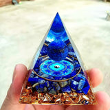 1Pc Orgone Pyramid, Natural Lapis Lazuli Sphere, Energy Orgone Pyramid Stone Decoration, Tai Chi Diagram, Bedside Decoration