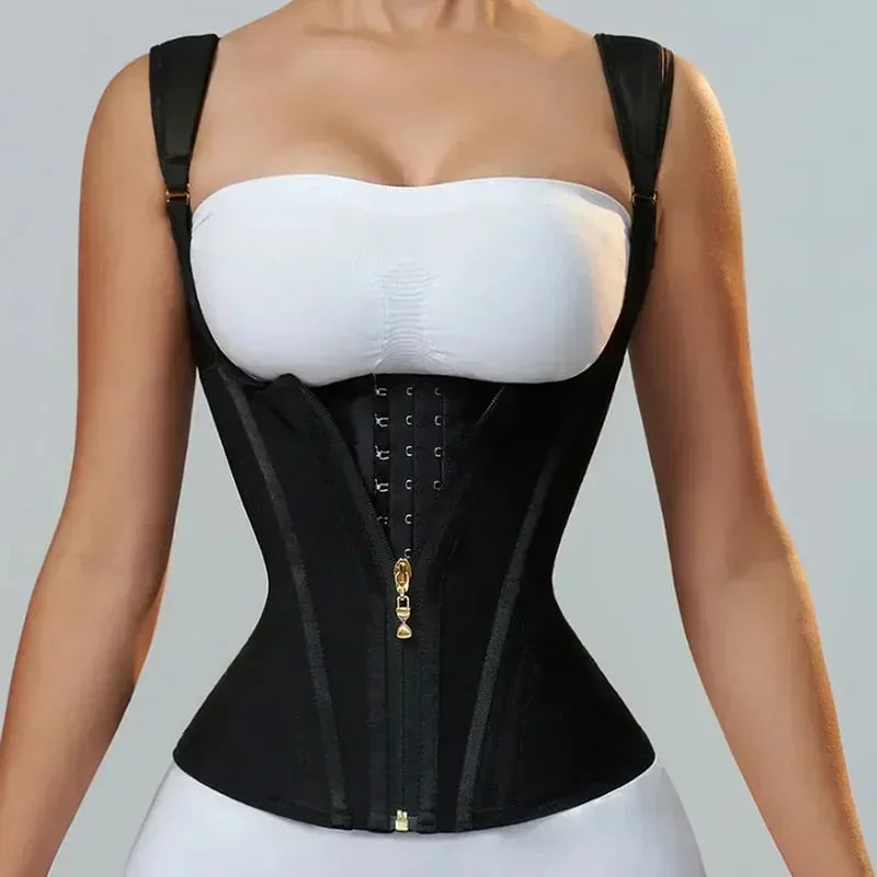 HSF Marketplace Colombian shapewear body shaper vest with double compression, adjustable zipper, and hook-eye closure