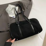 Large brown suede handbag for women, retro-style shoulder bag with pillow design, perfect for autumn and winter casual use.