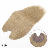 V-shape clip-in human hair extensions, straight brown blonde highlights, 16-inch Brazilian Remy hair topper
