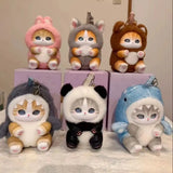 Mofusand cat vinyl plush blind box keyring, cute cartoon mini collectible figure bag hanging ornament