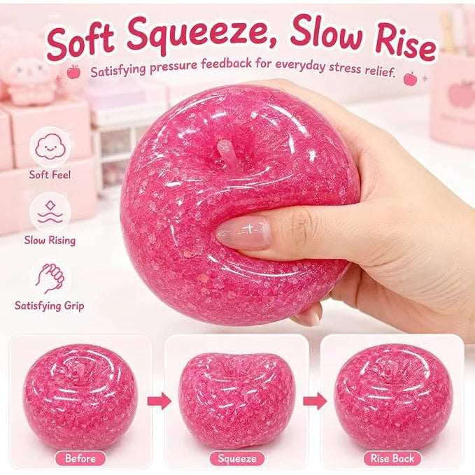 New Apple Slushie Squishy Fidget Toy Crunchy Moldable Non-Bounce Sensory Stress Reliever Medium Grip Strength Slow Rising Gift