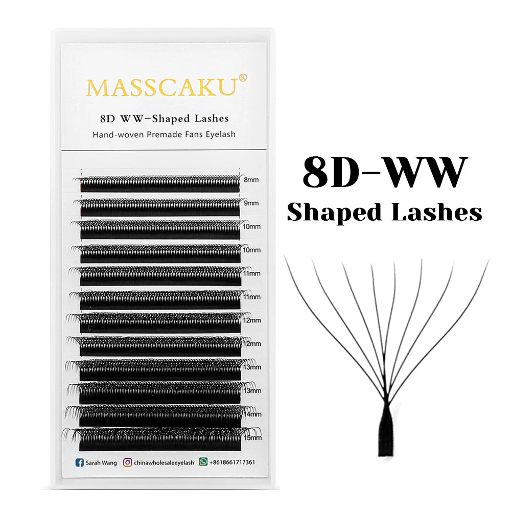 MASSCAKU W Shape 3D 4D 5D Premade Volume Easy Fans Nature Soft Light Individual Lashes Clover Bloom False Eyelashes Extension
