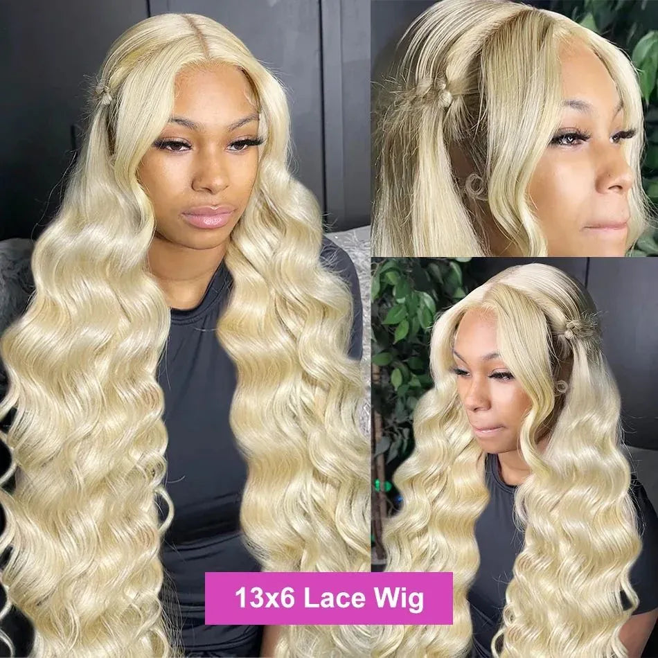 613 13x6 Lace Front Wig Human Hair Body Wave Honey  Blonde Lace Frontal Wigs for Women 230 Density Natural Hairline With Baby Hair 613 Human Hair Wig